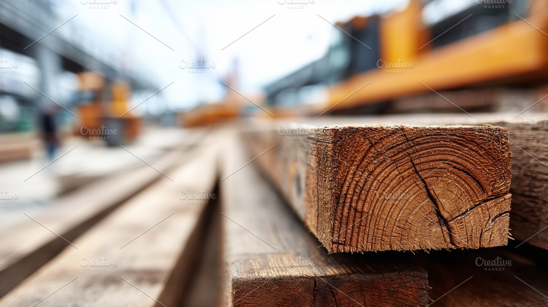 Stack of wooden planks with visible, an Industrial Photo by MistyDay