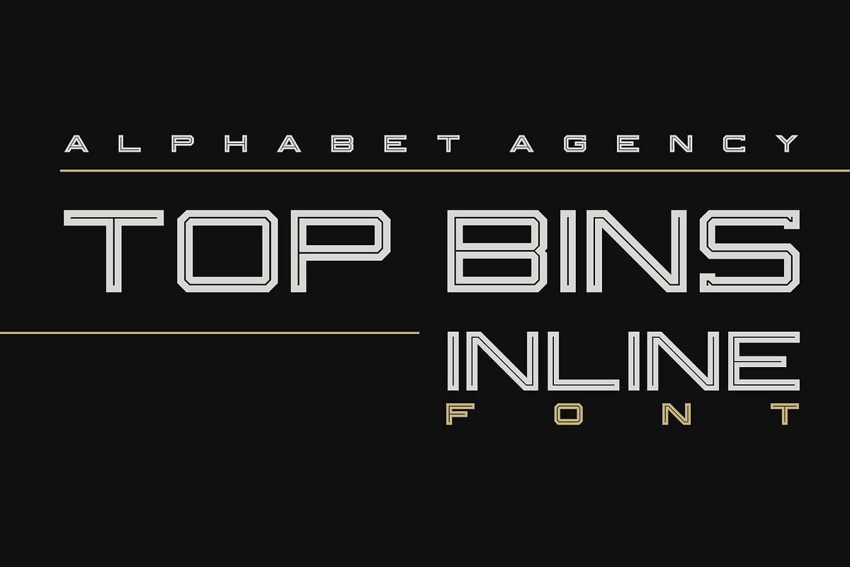 TOP BINS INLINE DISPLAY FONT, a Sans Serif Font by Alphabet Agency (Photo 1 of 8)