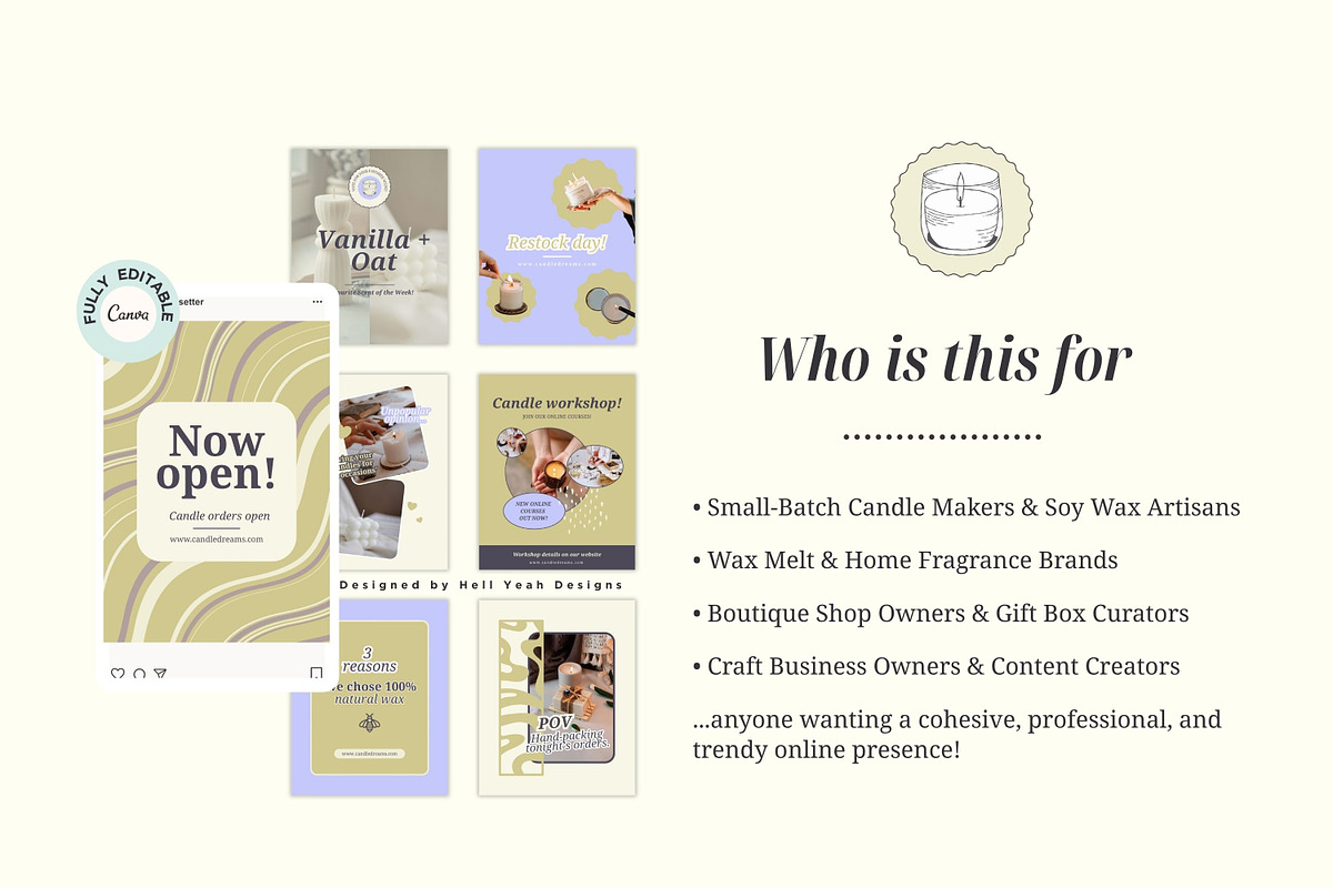 Candle Maker Instagram Post Template, a Social Media Template by Hell Yeah Designs (Photo 5 of 10)
