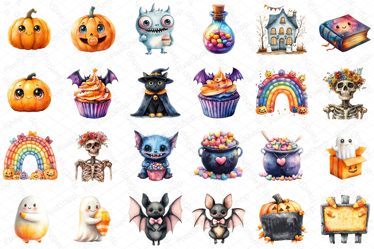 Kawaii Halloween Clipart Bundle, an Illustration by DreamPrint404 (Photo 2 of 5)