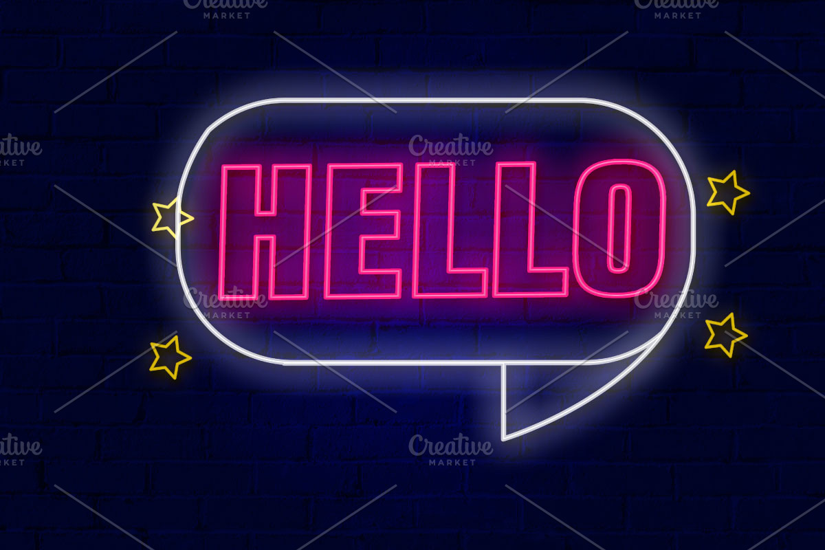Hello Neon Sign PSD Editable Text Ef, a Layer Style Add-On by TrueVector