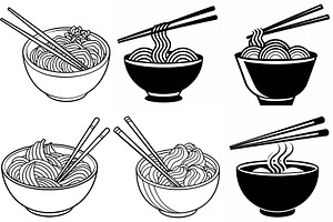 Ramen noodles and wooden sticks, an Object Graphic by Billah Hub