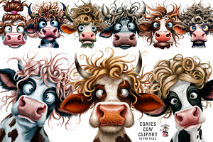 Comics Cow Clipart Bundle, a Graphic by Clipart Bloom