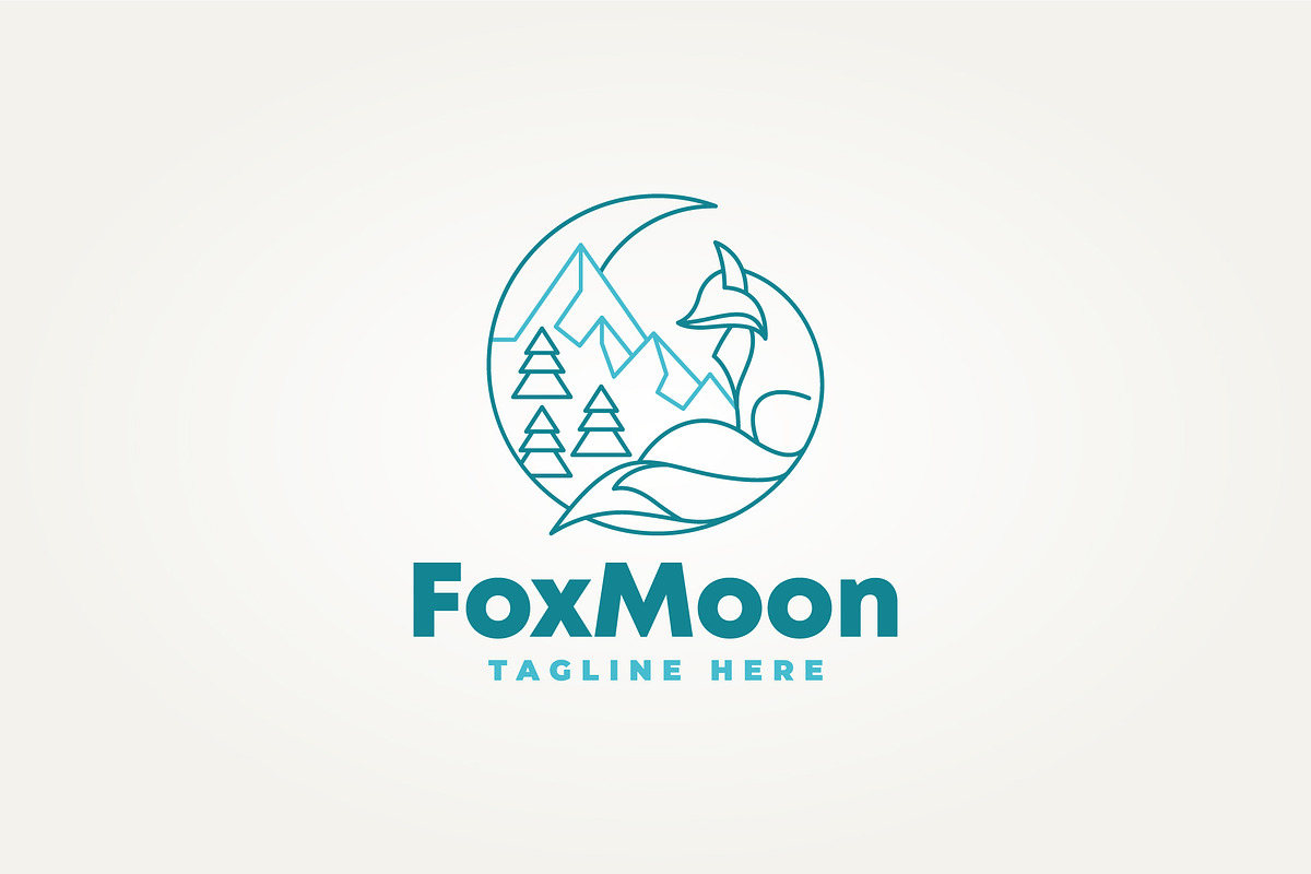 fox with moon and mountain logo, a Branding & Logo Template by Blazybone (Photo 2 of 2)