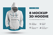 8 3D Men Mockups Hoodie, a Hoody Mockup by Grow Design Craft Studio (Thumbnail 1 of 7)