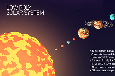 Low poly solar system, an Environmental 3D Model by Anton Moek