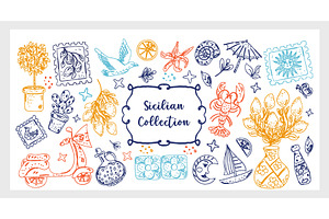 Sicilian Collection hand drawn line