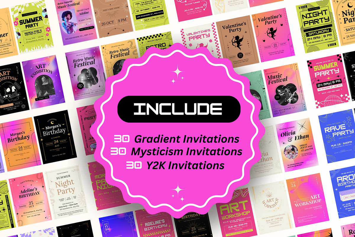 90 Events Invitations, a Social Media Template by TemplateCastleStore (Photo 5 of 10)