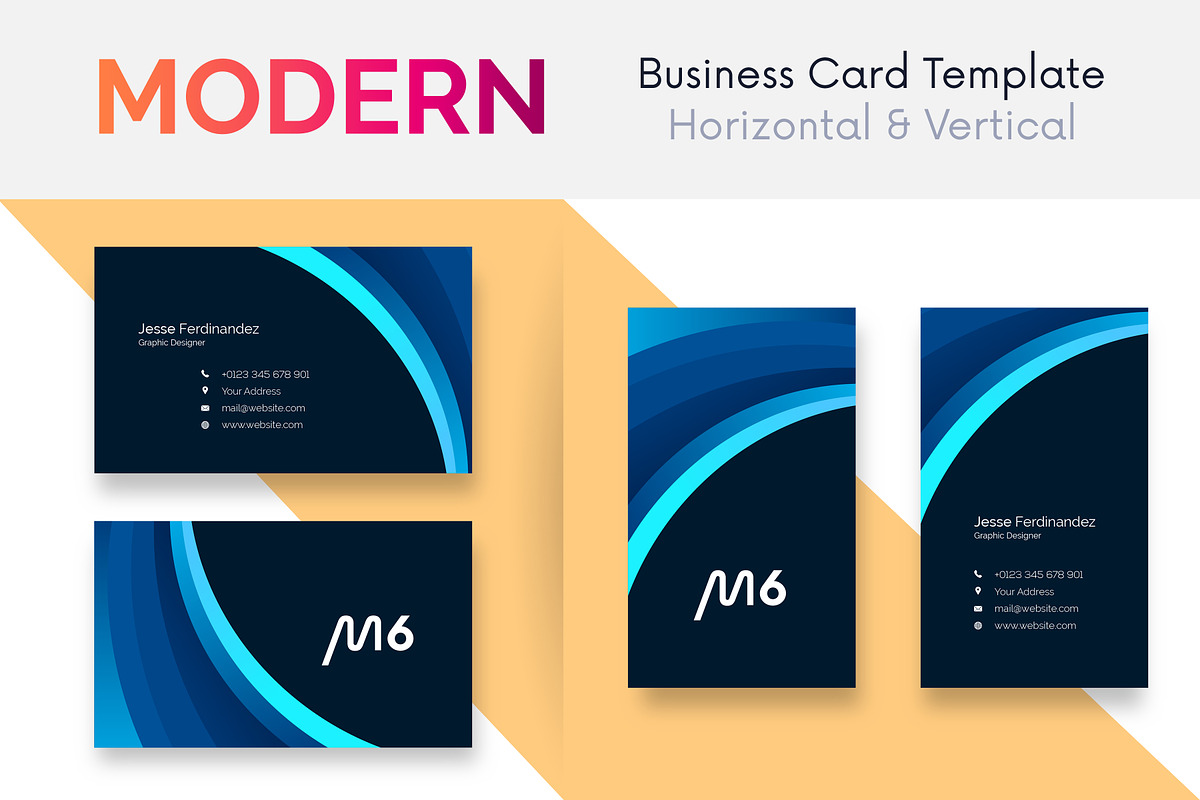 Modern 50 Business cards Bundle, a Business Card Template by M6 Gallery (Photo 36 of 52)