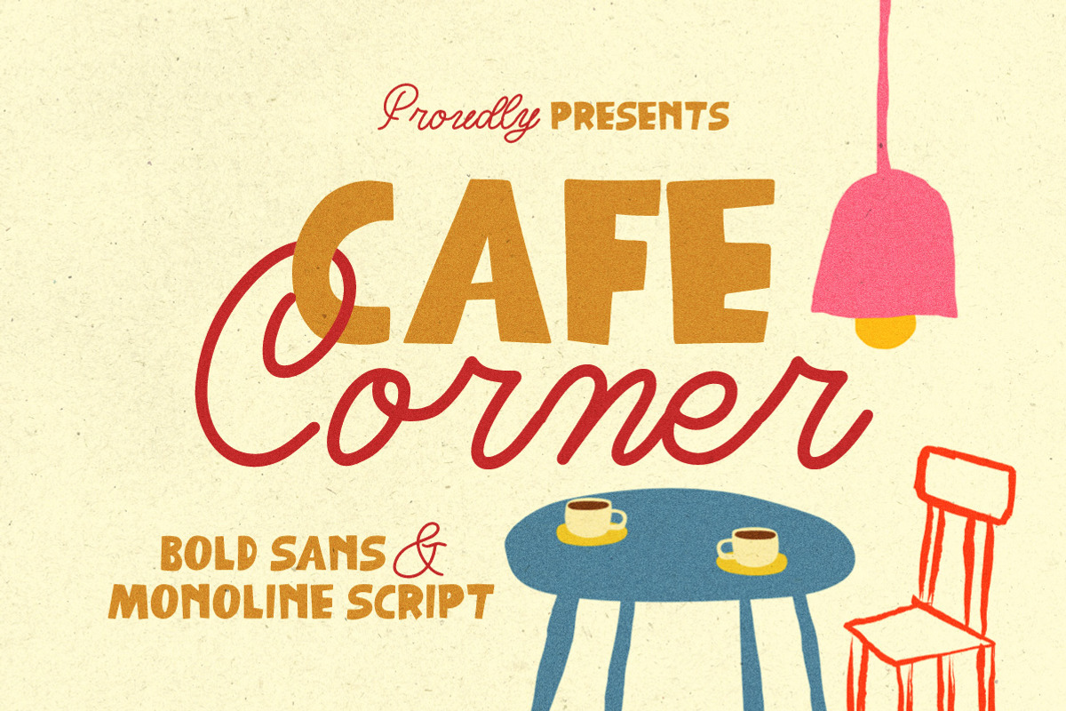 Cafe Corner Retro Display Font Duo, a Handwritten Font by Littlehand (Photo 1 of 9)