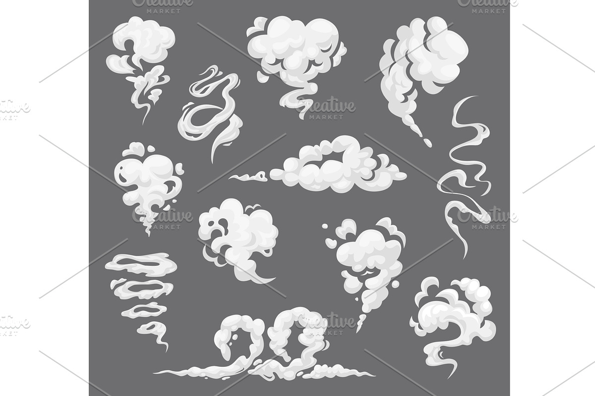Cartoon clouds, smoke flows, steam, a Texture Illustration by Vector Tradition