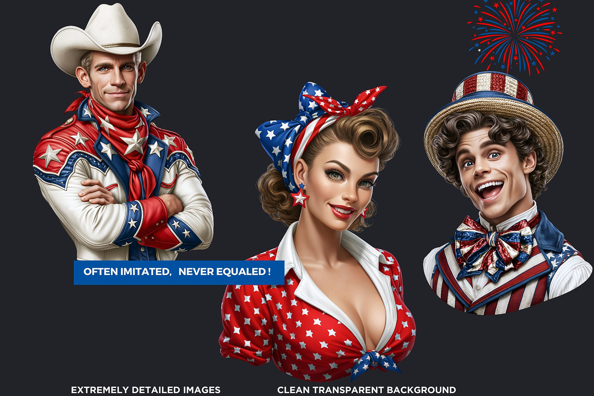 4th of july Patriotic Characters V1, a Person Illustration by ThatsDesignArt (Photo 3 of 12)