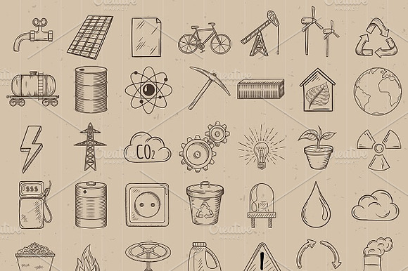 Set Of Industrial And Ecology Icons.