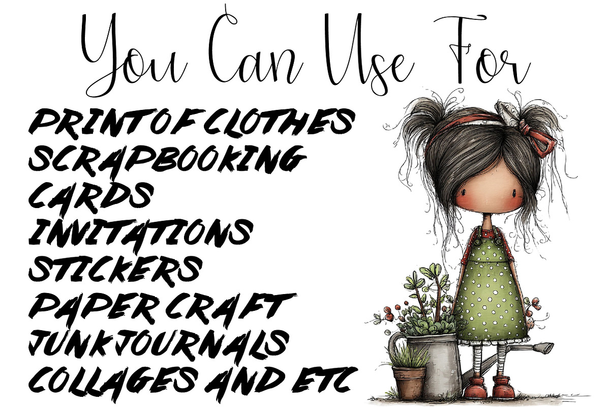 Whimsical Spring Girls Clipart, a Person Illustration by DreamCafeArt (Photo 7 of 7)
