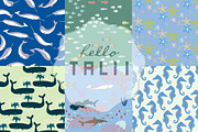Sharks Digital Paper, a Pattern Graphic by Hello Talii (Thumbnail 3 of 3)