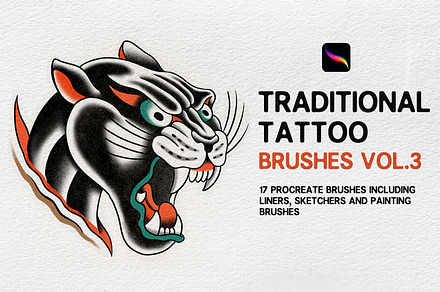 Procreate - Traditional Tattoo Brush, a Brush Add-On by Born to Love