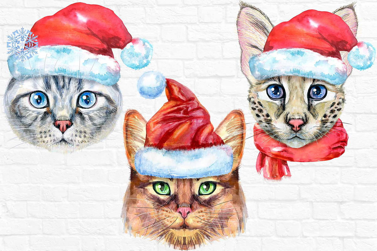Christmas cats, an Animal Illustration by Watercolor fantasy (Photo 5 of 7)