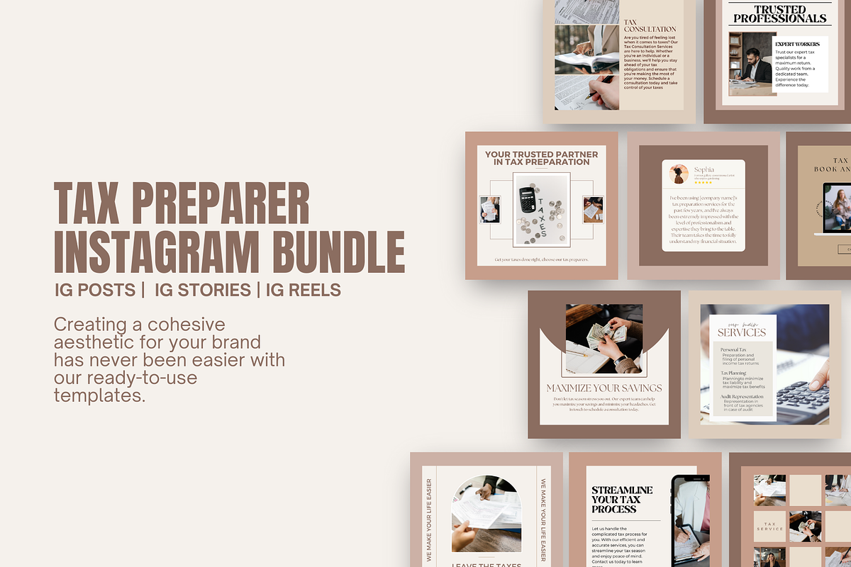 Tax Prep Bundle Instagram Templates, a Social Media Template by EliteMatidi (Photo 2 of 8)