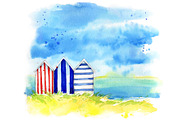 Set of watercolor beach huts, a Graphic by Kamenuka (Thumbnail 2 of 3)