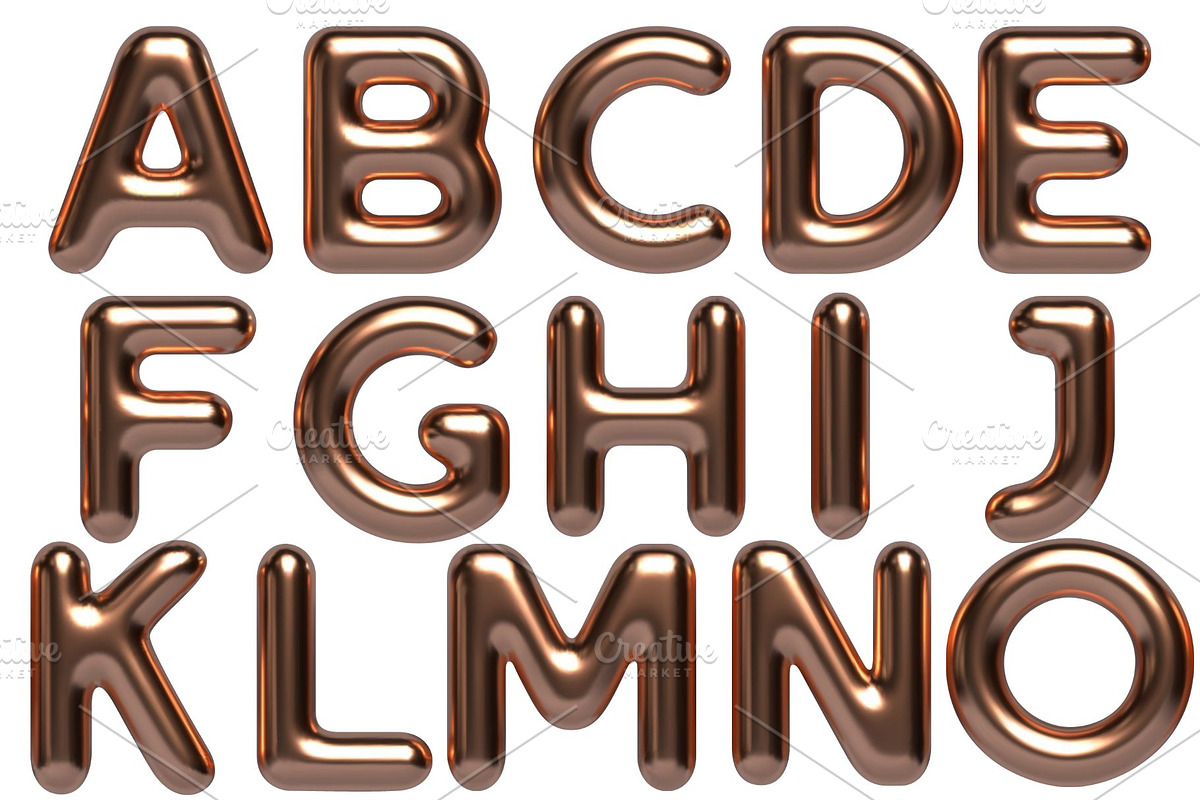 Copper Metallic Alphabet, Numbers, an Illustration by Stellalunarts (Photo 3 of 4)
