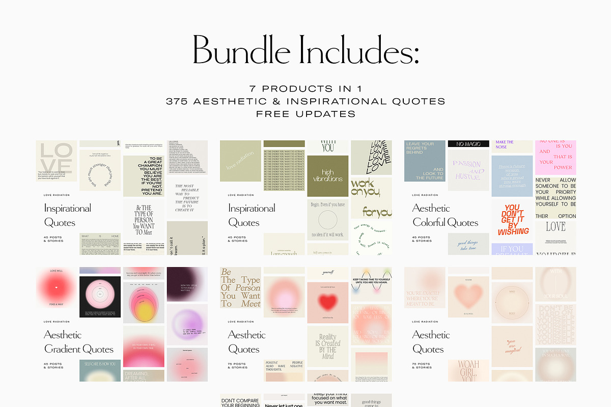 BUNDLE Instagram Quotes Templates PS, a Social Media Template by Love Radiation Studio (Photo 2 of 12)