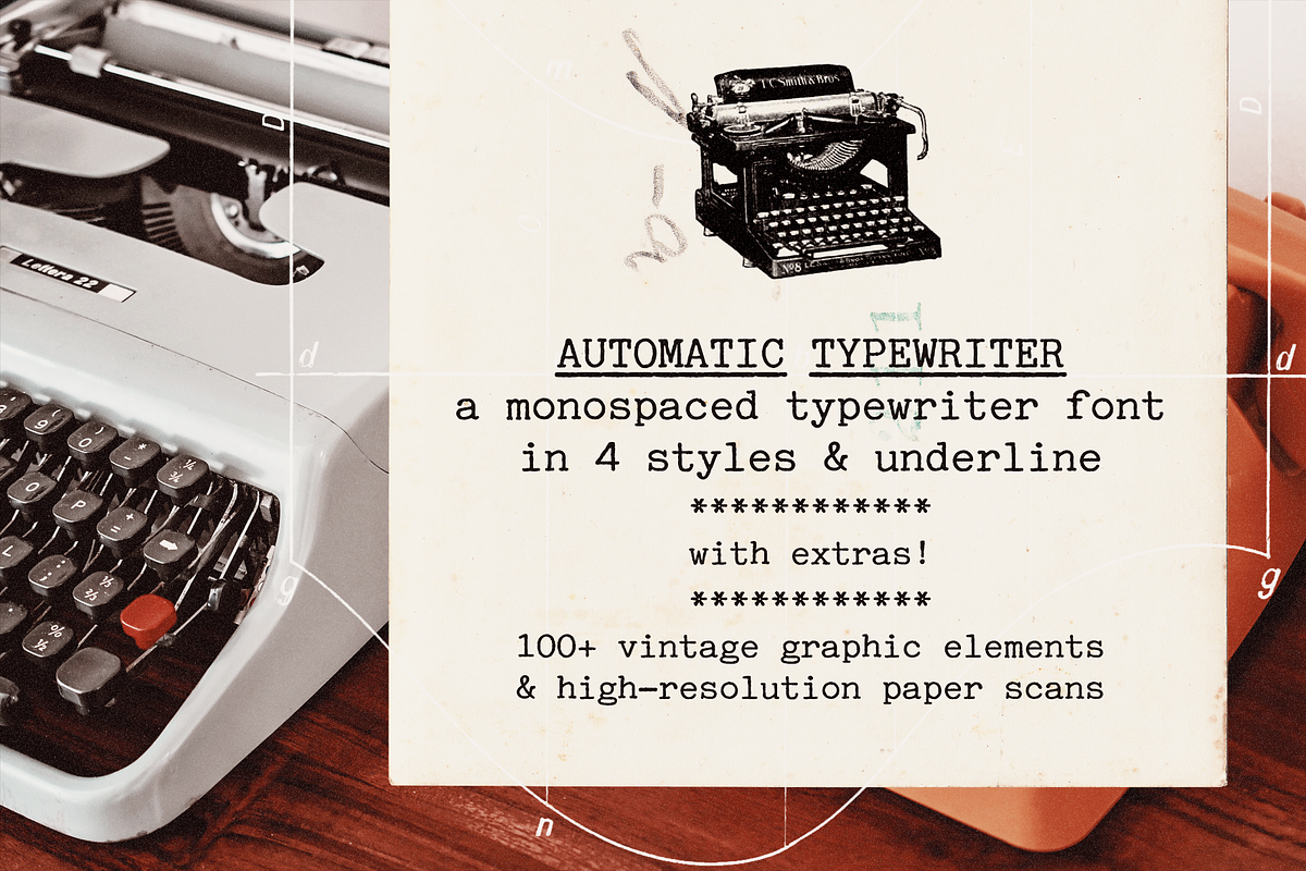 Automatic Typewriter Font and Extras, a Serif Font by Ana's Fonts (Photo 1 of 12)