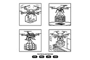 Drones carrying goods illustration, a Technology Illustration by Vectorlina (Thumbnail 2 of 3)