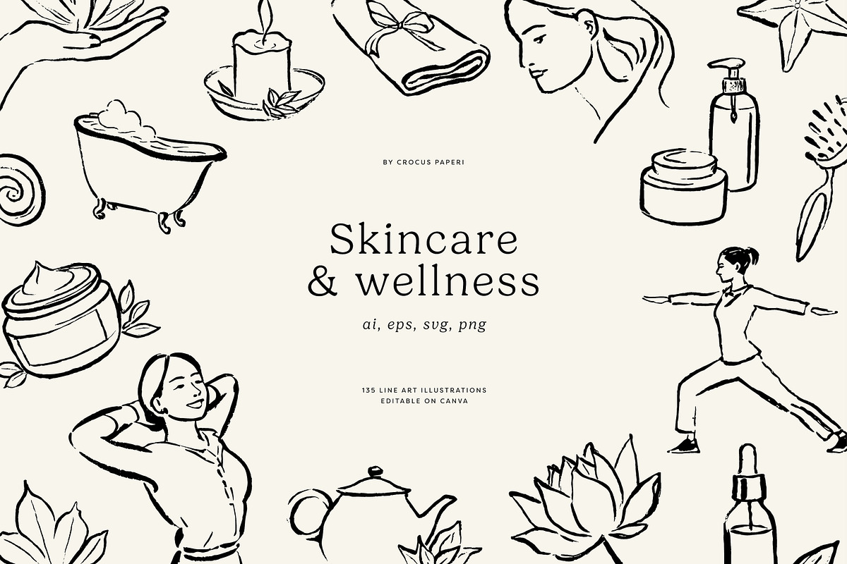 SKINCARE & WELLNESS illustrations, a Healthcare Illustration by Crocus Paperi (Photo 1 of 4)
