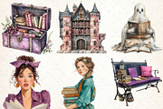 Spooky Halloween Library Clipart, an Illustration by Libby Wishes (Thumbnail 2 of 9)