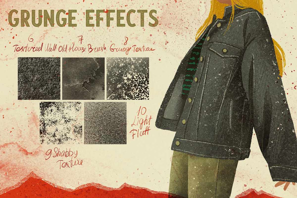 Vintage Texture Brushes 2. Grunge., a Brushes & More by Maria Summer (Photo 3 of 7)