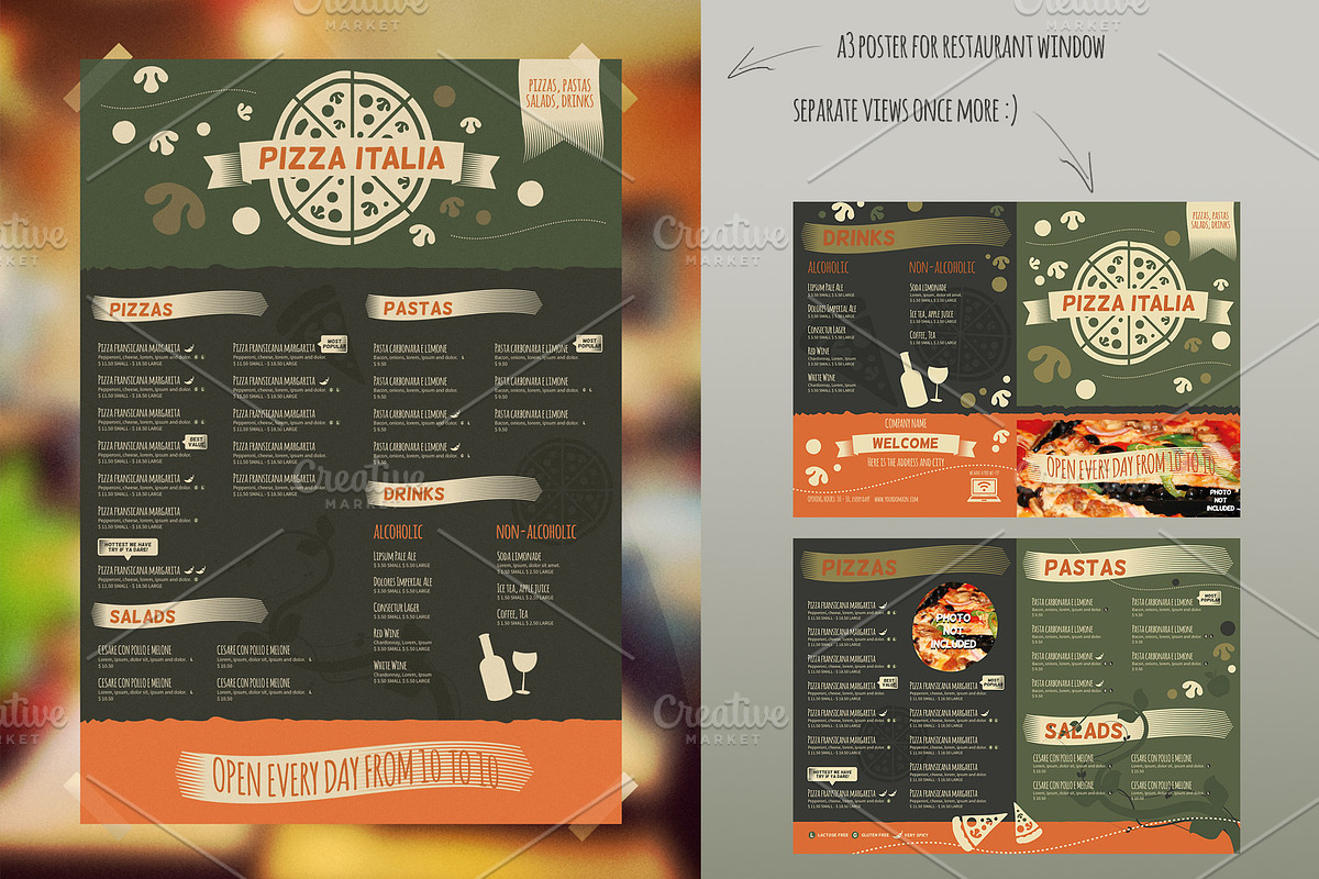 Pizzeria Restaurant Menu, a Brochure Template by Mikko Lemola (Photo 4 of 4)