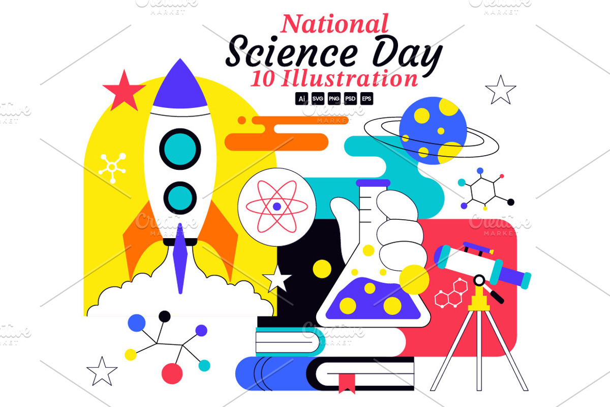 10 National Science Day Illustration, an Object Illustration by denayunebgt (Photo 1 of 4)