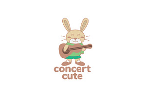 Rabbit Or Bunny Play Guitar Cute