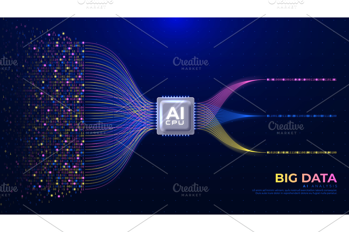Big Data AI Analysis Concept, a Technology Illustration by Andrey Yaroslavtsev
