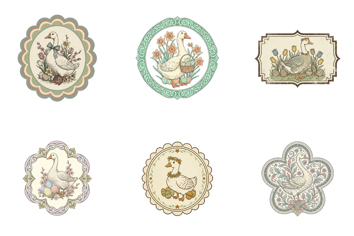Vintage Happy Easter Goose Label, an Illustration by SinaCreation (Photo 3 of 6)