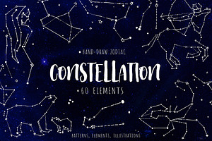 Constellations. Hand Draw Elements