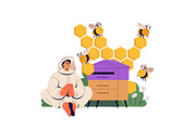Apiarists gather honey. Beekeeping, a Person Illustration by PaperTrident (Thumbnail 4 of 9)