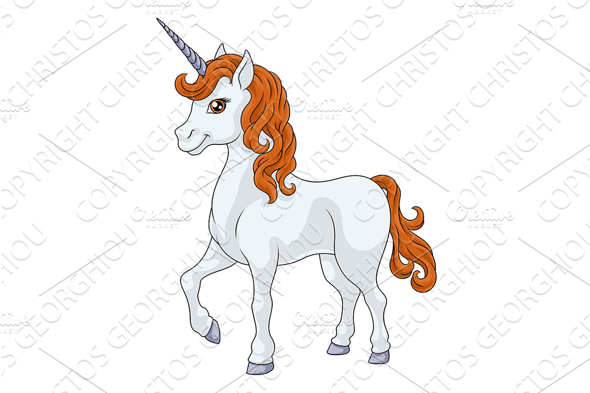 Unicorn Horn Horse Animal Cartoon, an Animal Illustration by Christos Georghiou