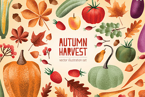 Autumn harvest textured elements, a Food Illustration by Good Studio