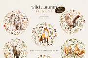 Wild autumn forest - watercolor fall, an Animal Illustration by Pamyatka Shop (Thumbnail 12 of 16)