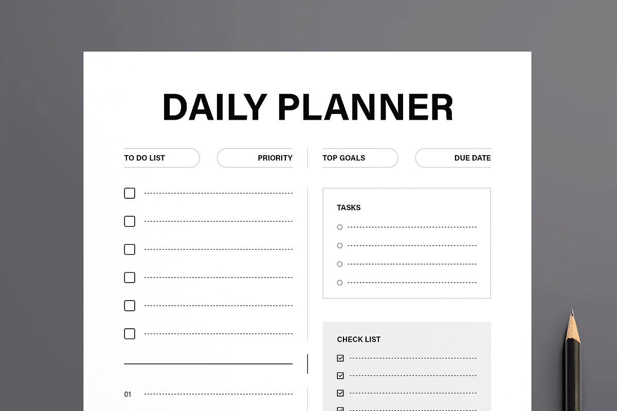 Professional Daily Planner Worksheet, a Stationery Template by MightyDesign (Photo 2 of 8)