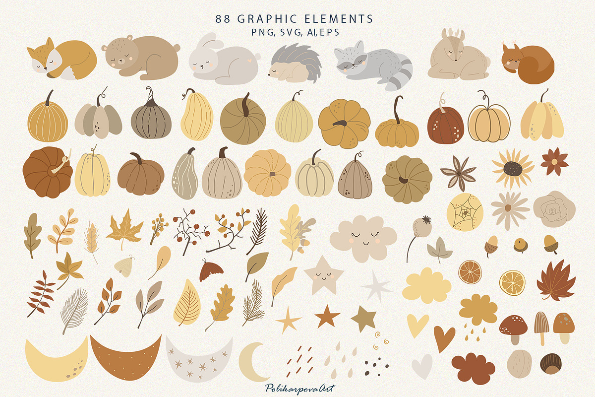 Autumn baby woodland animals, an Animal Illustration by polikarpovaart (Photo 4 of 11)