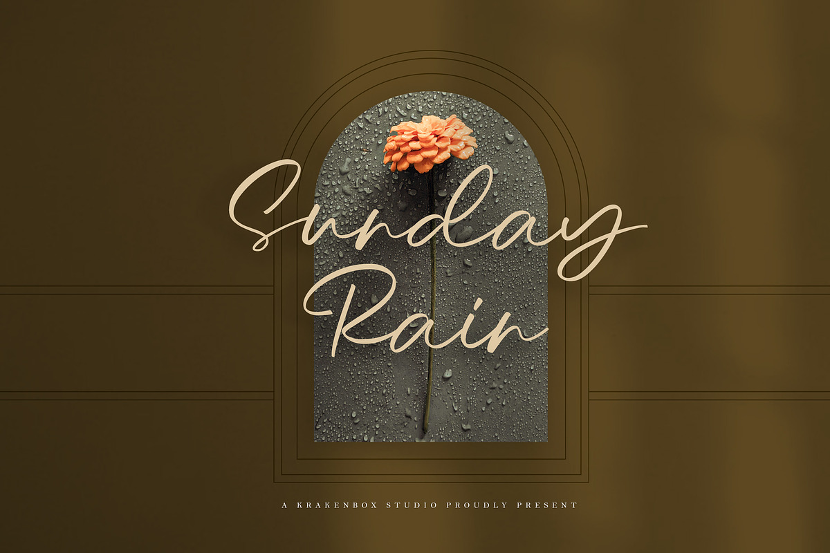 Sunday Rain - Script, a Script Font by Krakenbox Studio (Photo 1 of 14)