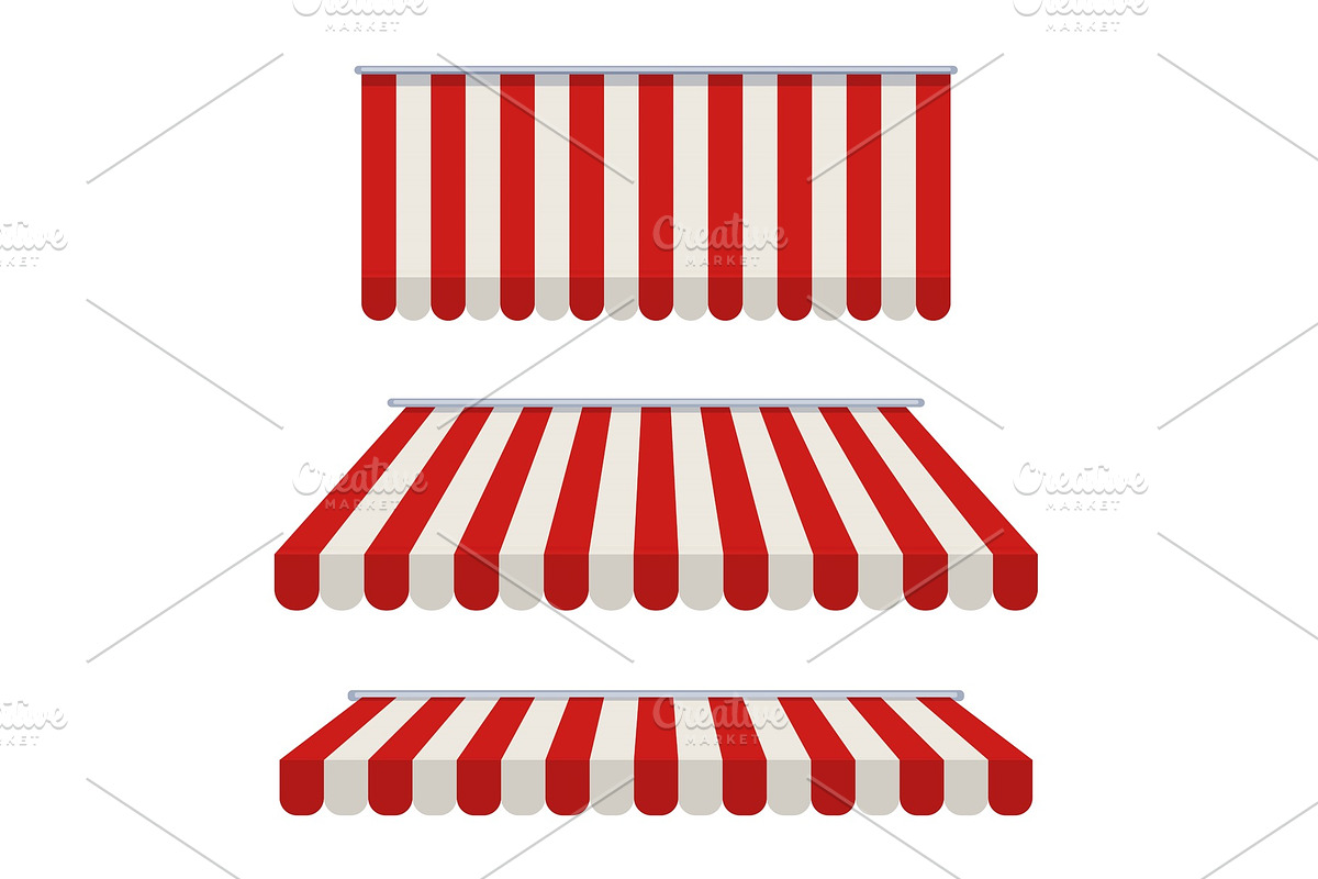 Striped awning. Awning for the cafes, an Illustration by Di Bronzino