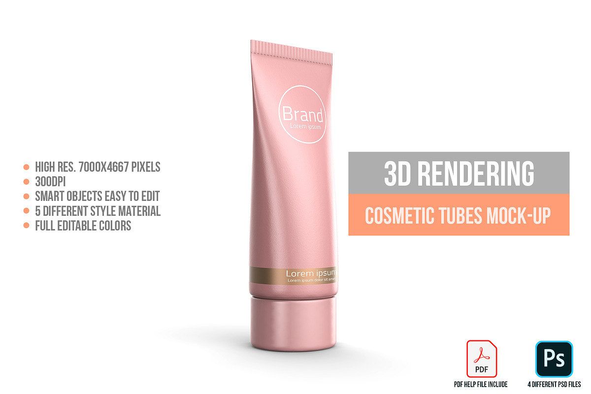 3D Rendering Cosmetic Tubes Mock-up, a Packaging Mockup by graystudio (Photo 27 of 50)