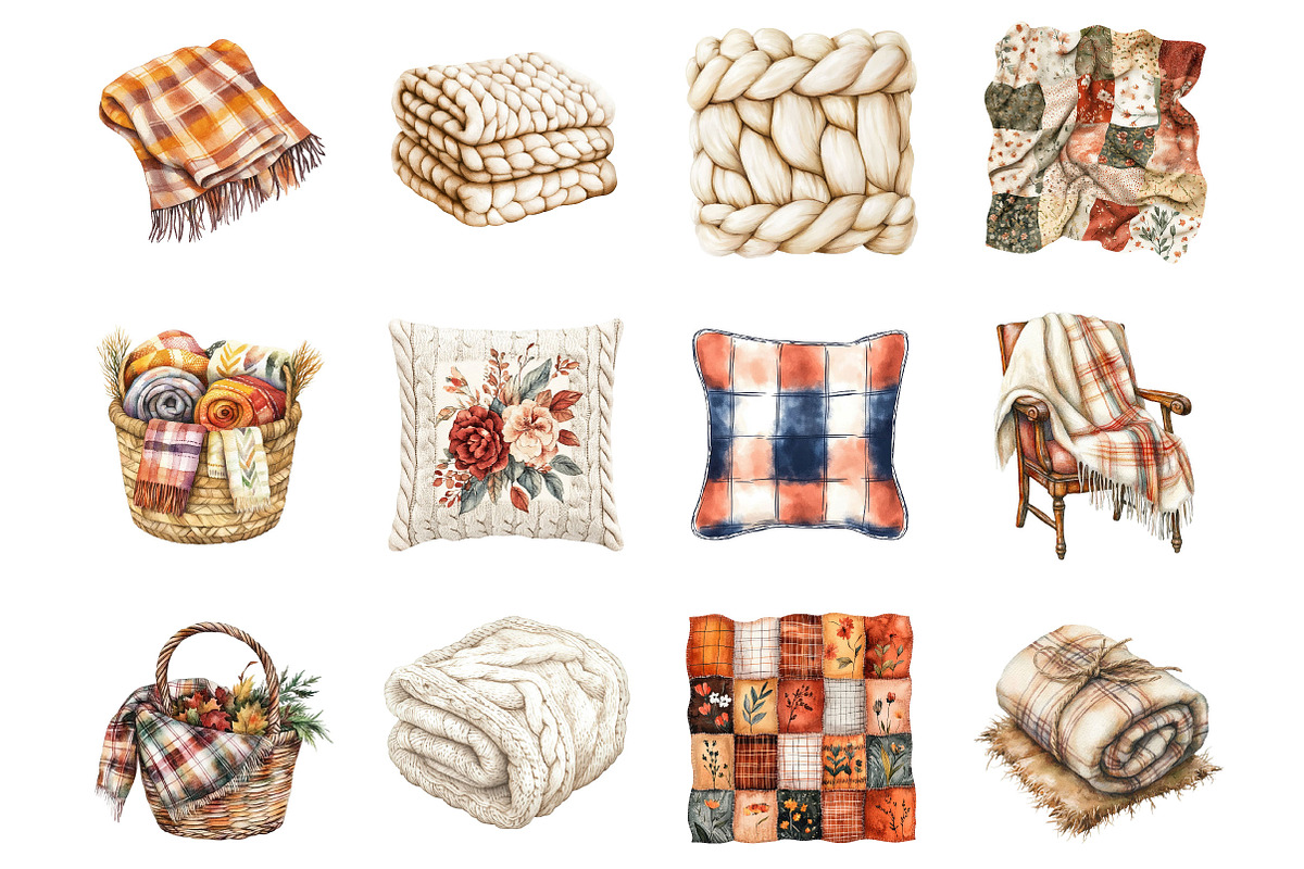 Fall Plaid Blankets Clipart, a Seasonal Illustration by Designking (Photo 2 of 5)