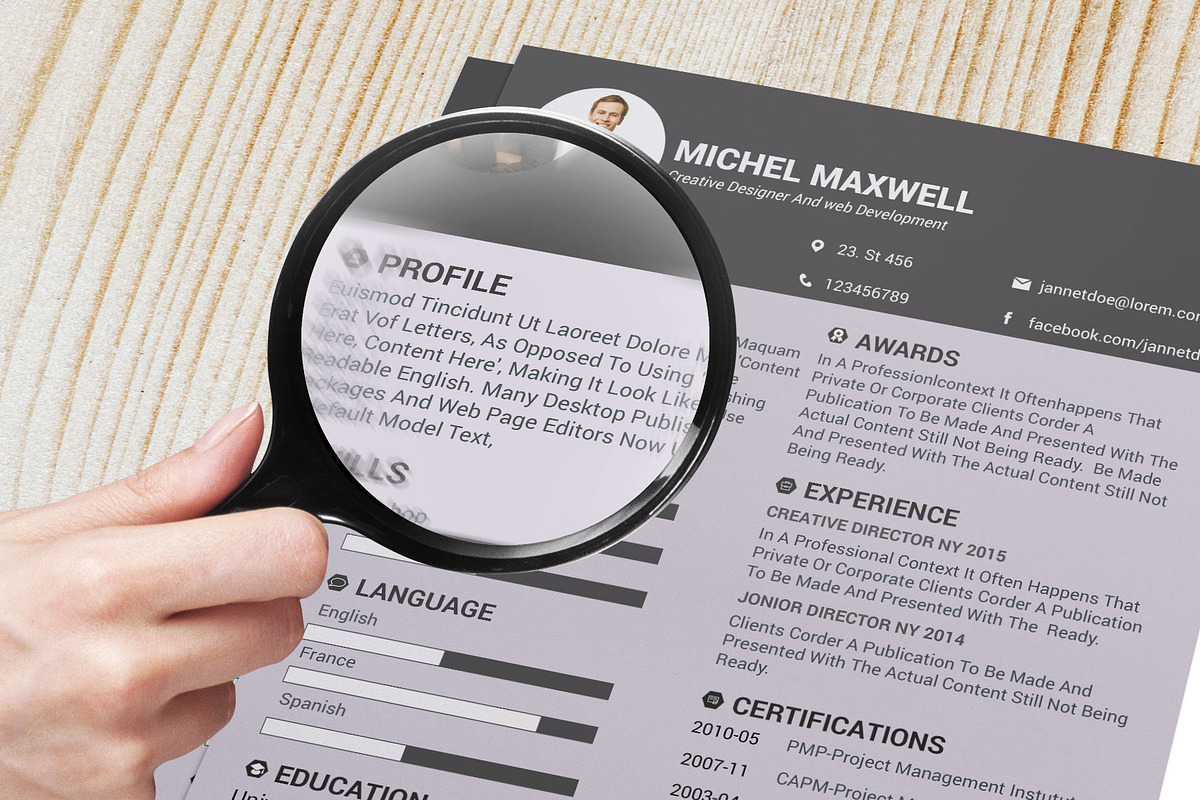 Clean Resume/CV design Template, a Resume Template by designvillage (Photo 9 of 13)