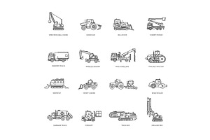 Construction vehicles icons, a Transportation Illustration by Tettygreen