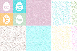 Easter doodle backgroungs bundle