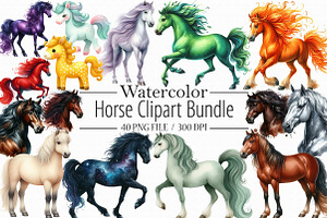 Horse Clipart Bundle, an Illustration by Libby Wishes